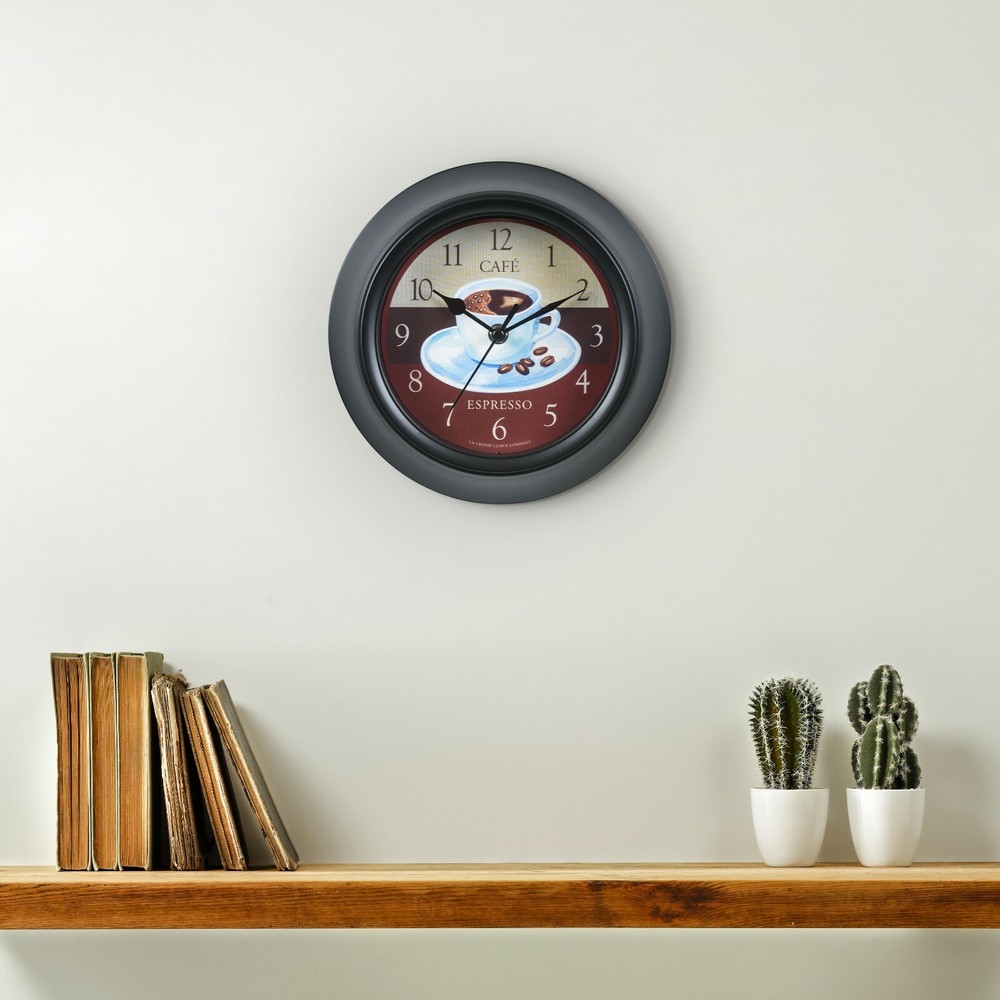 404-3623C La Crosse Clock Co. 9" Cafe Plastic Analog Wall Clock