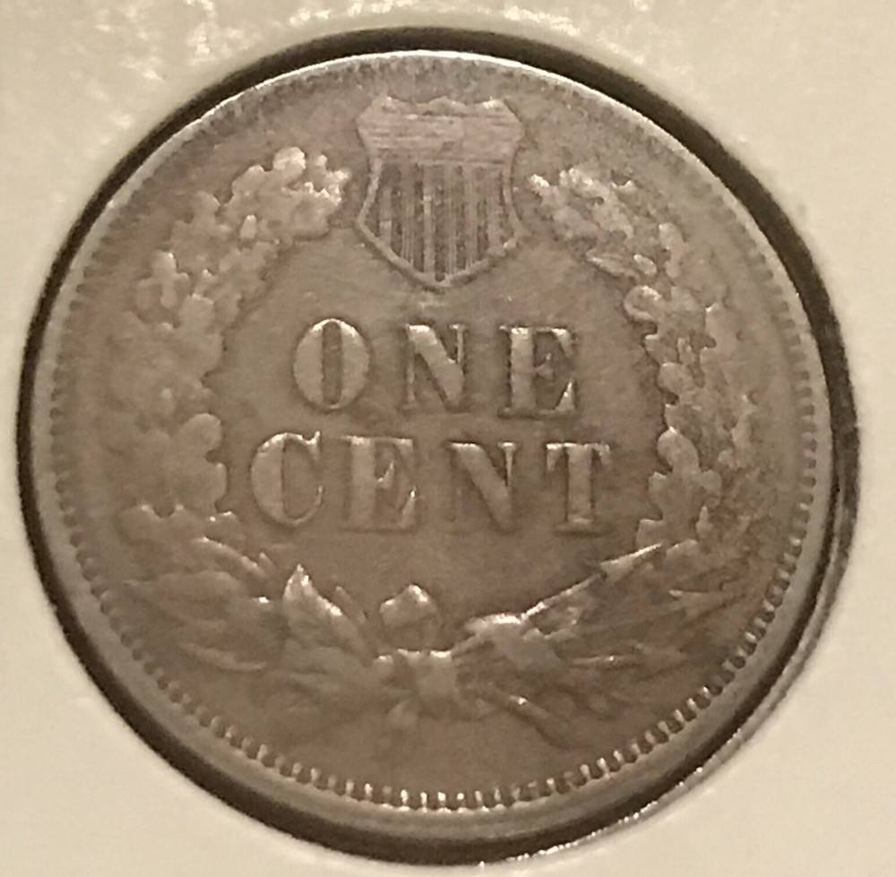 1874 Indian cent , XF
