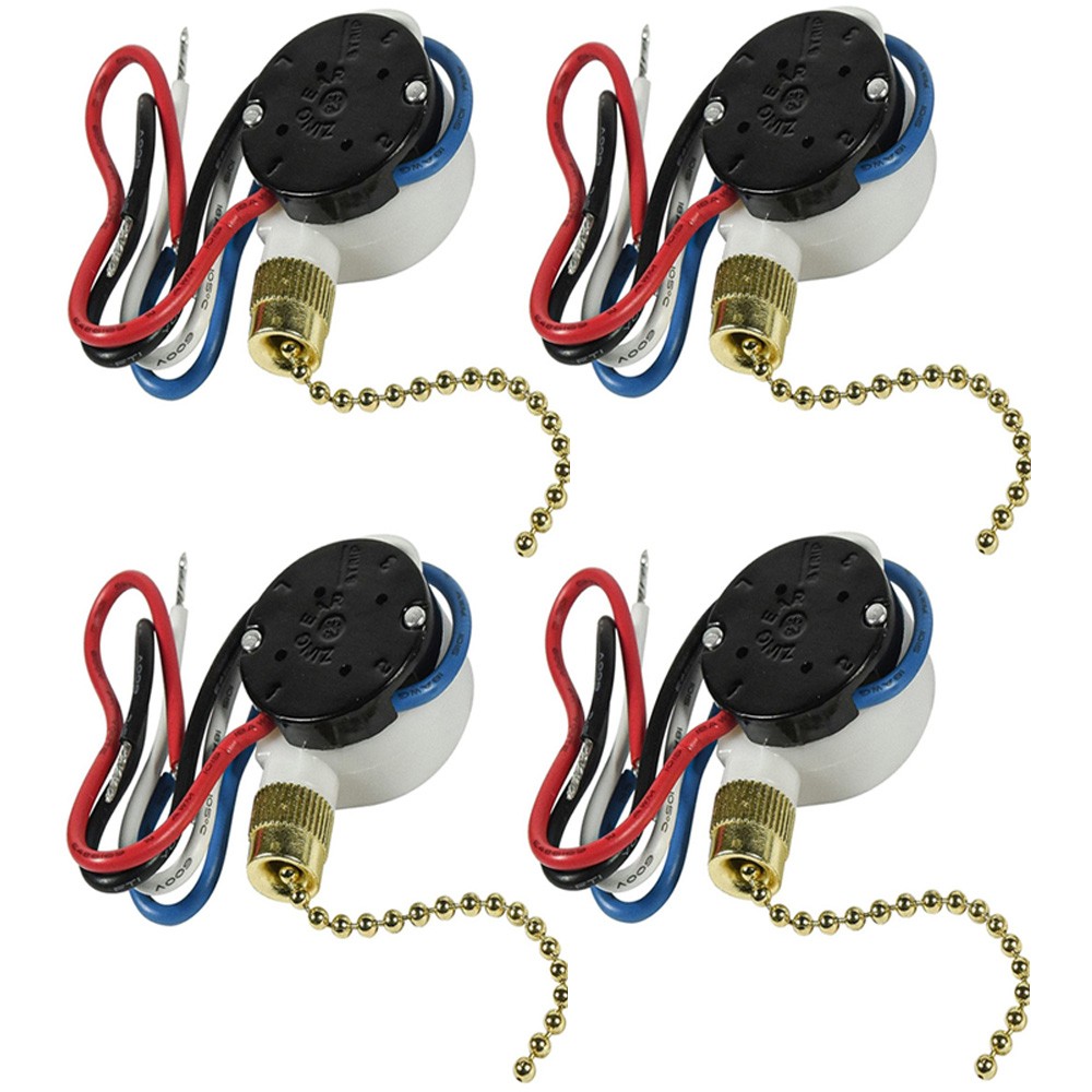 4Pcs Ceiling Fan Switch For Zing Ear ZE-208S E89885 3-Speed 4-Wire Chain Light
