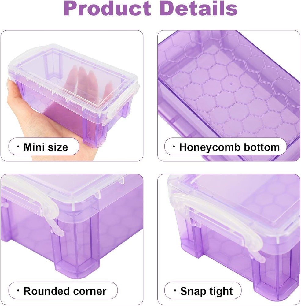 Small Plastic Box, 5" X 2.8" X 2" Stackable Mini Storage Box with Lid, Clear ...