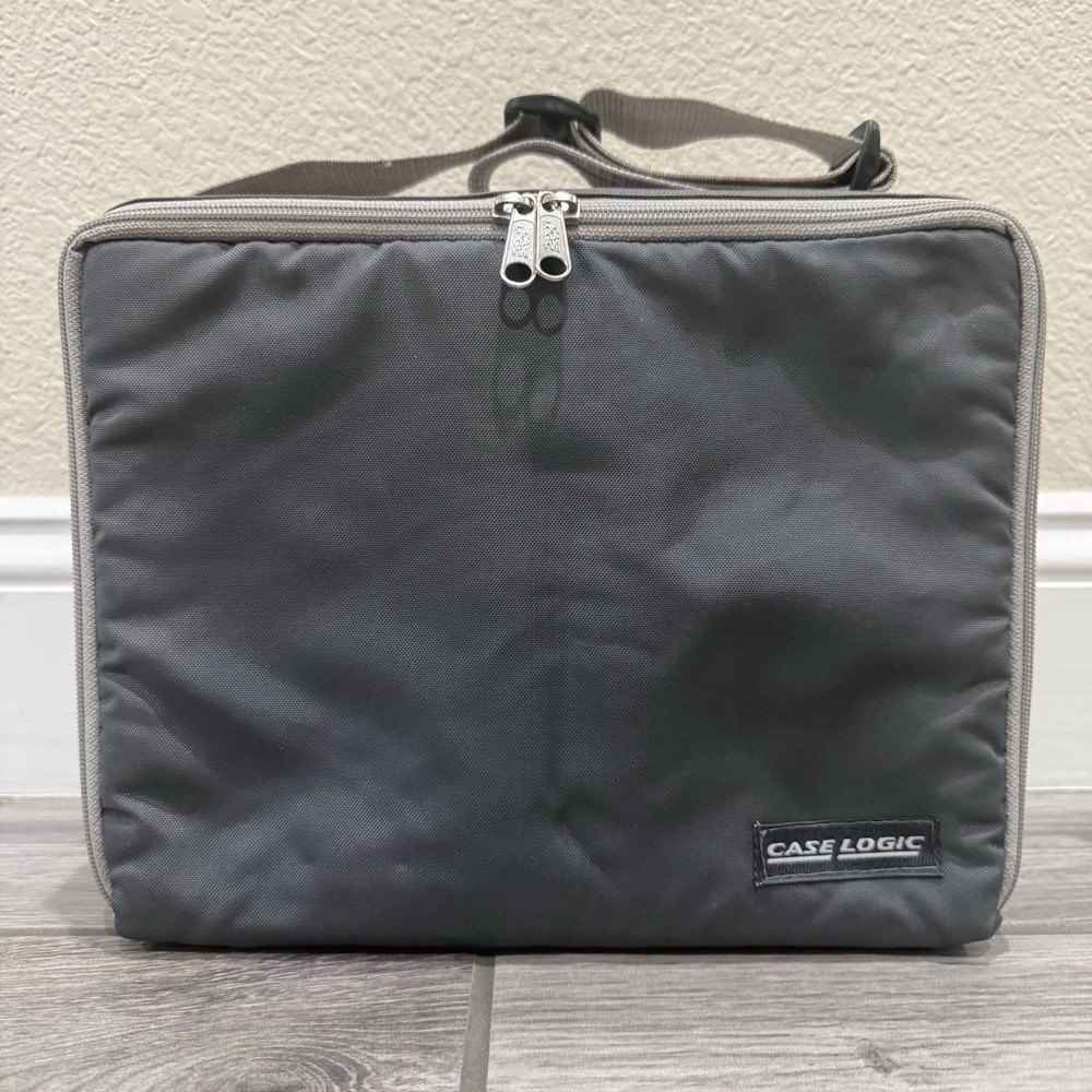 Gray Case Logic CD Carry Bag with Strap - 28 CD Case Holder