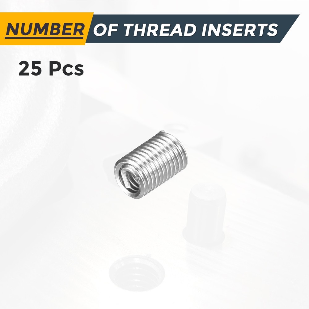 25pcs Wire Thread Inserts M2.0 x 0.4 x 3D Metric Helical Threaded Sleeve