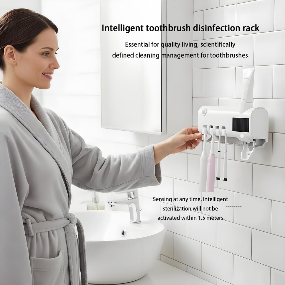 Toothbrush Holders, Electric Wall Mounted Toothbrush Holder with Toothpaste D...