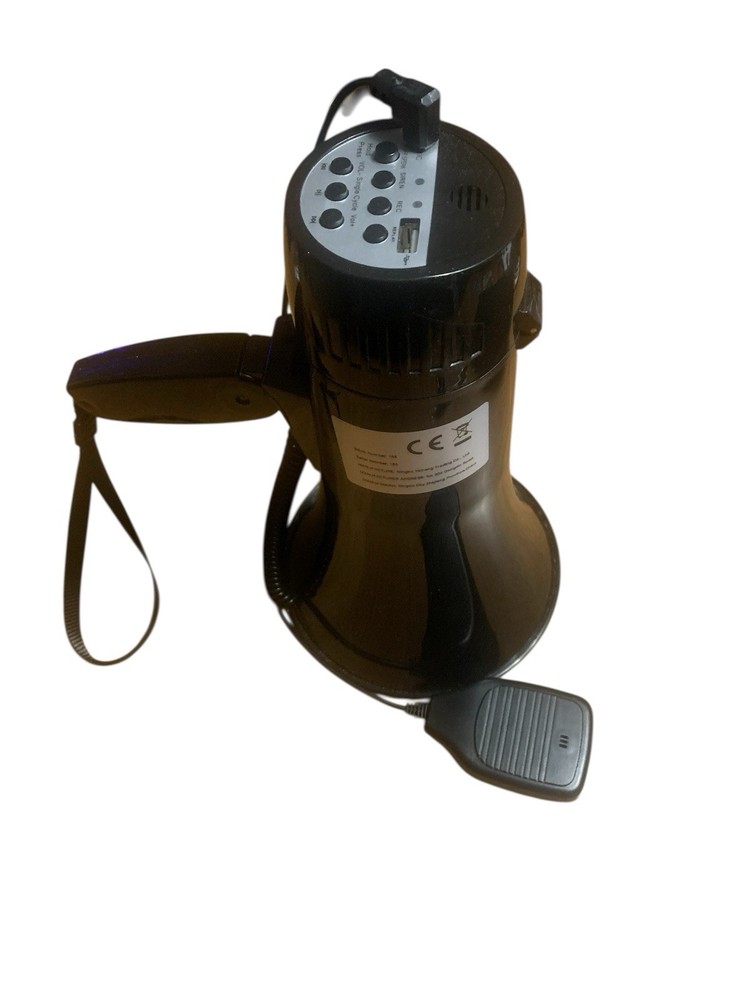 Black Handheld Megaphone with Microphone, Strap, Portable Loudspeaker - EX