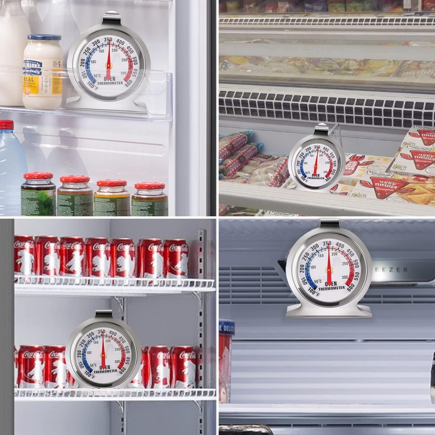 4 Pack Refrigerator Freezer Thermometer Large Dial Analog Thermometer