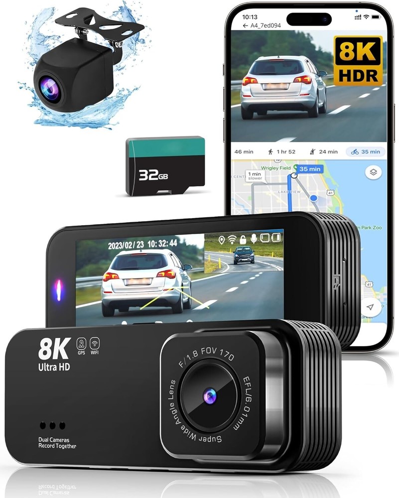 OVEDISA 8K Full UHD Dash Cam Front and Rear Inside with App