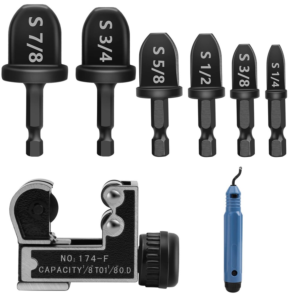 Free&Fast Copper Pipe Cutter Expander Drill Bit Tools Set Swaging Deburring Kit