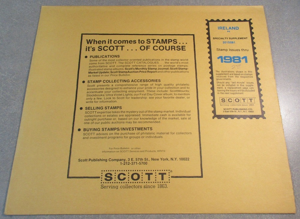 "SCOTT" IRELAND SUPPLEMENT # 4 1981 W/FREE SHIPPING!!