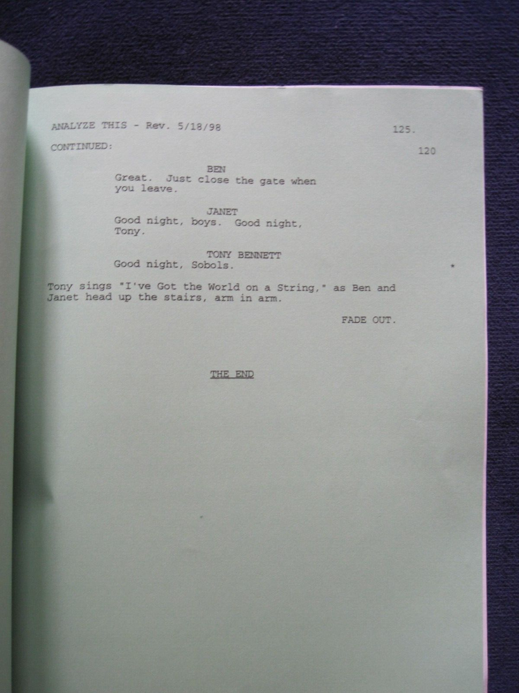 ORIGINAL SCRIPT for ANALYZE THIS - ROBERT DE NIRO, BILLY CRYSTAL for OSCAR CONS.