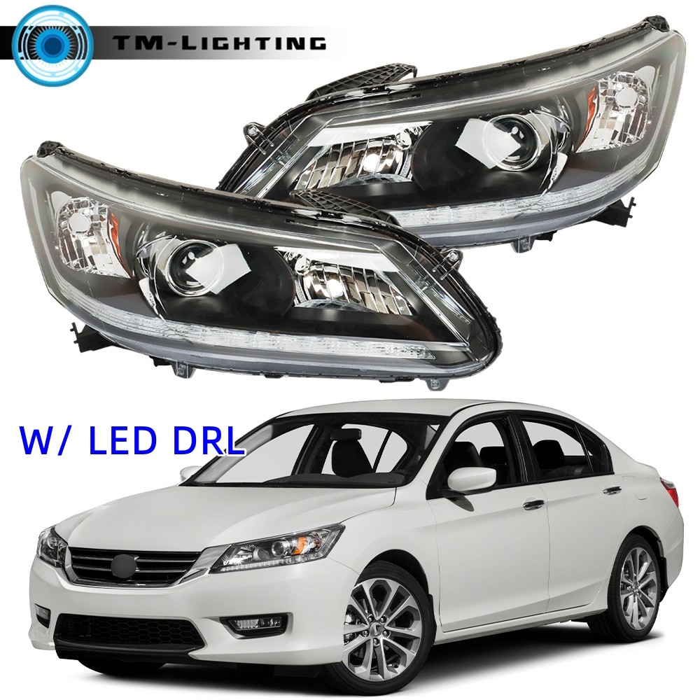 Halogen Headlights W/LED DRL For 2013-2015 Honda Accord Sedan Left&Right Side