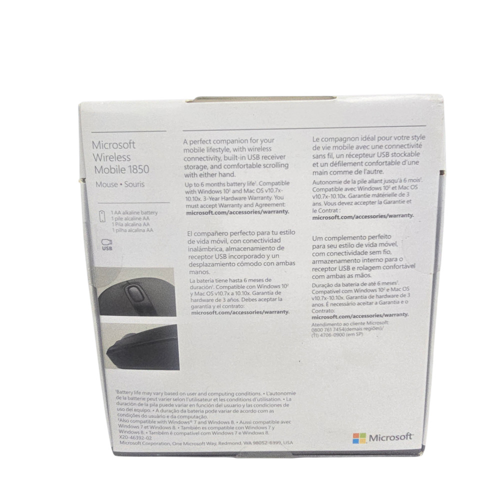 Microsoft Wireless Mobile 1850 Wireless Mouse Black USB Receiver PC Laptop Mac