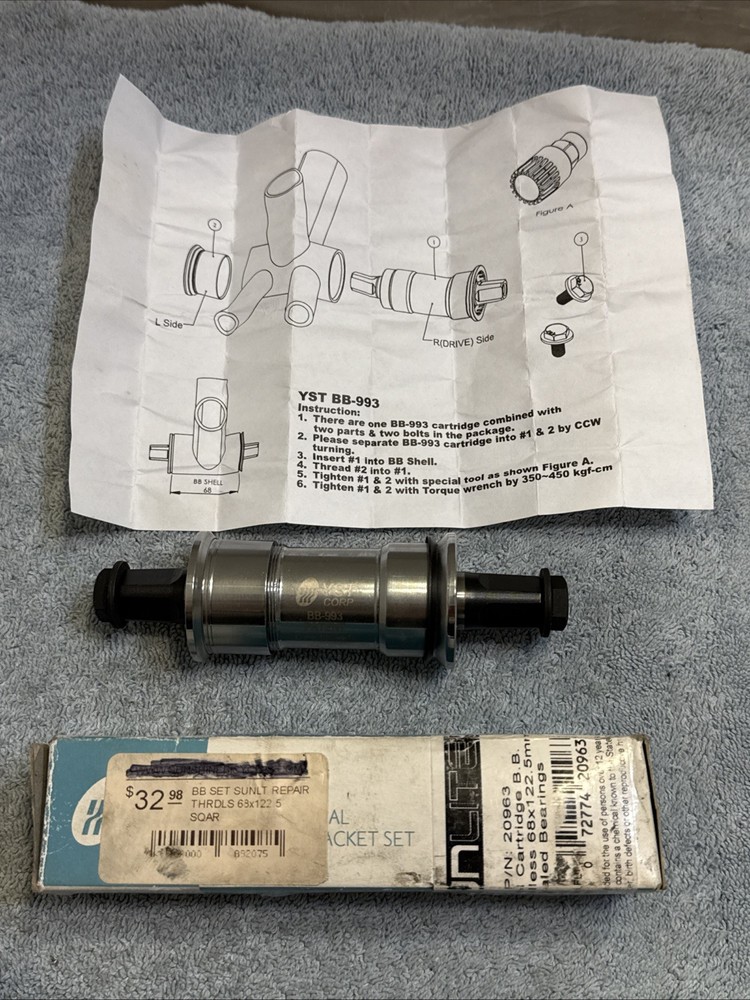 SUNLITE THREADLESS Cartridge BOTTOM BRACKET Sealed 68 x 122.5 square taper [ssg]