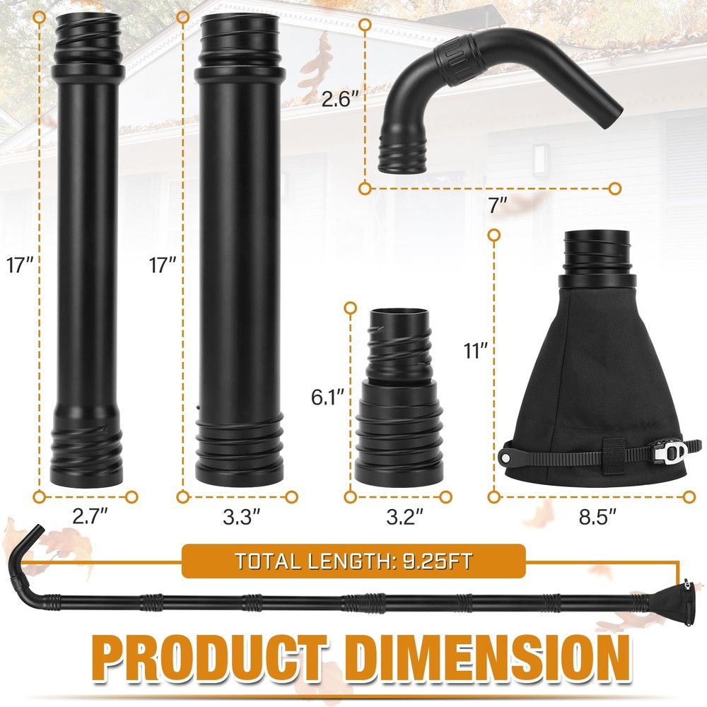 Upgraded Universal Gutter Cleaning Tools for Leaf Blowers with Black