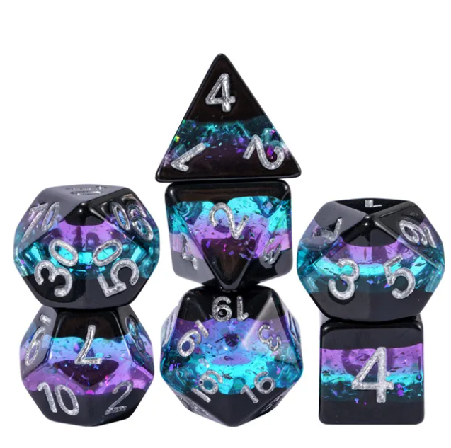 Ebon Twilight Poly RPG Dice Set for DnD Pathfinder d20