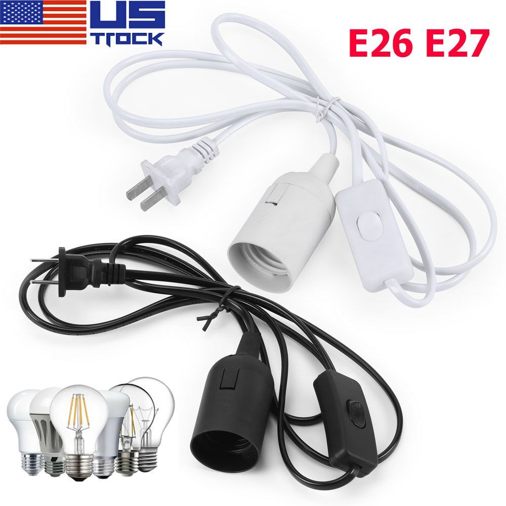 E26 E27 Light Bulb Socket Lamp Power Cord Wall Outlet Plug Adapter On/Off Switch
