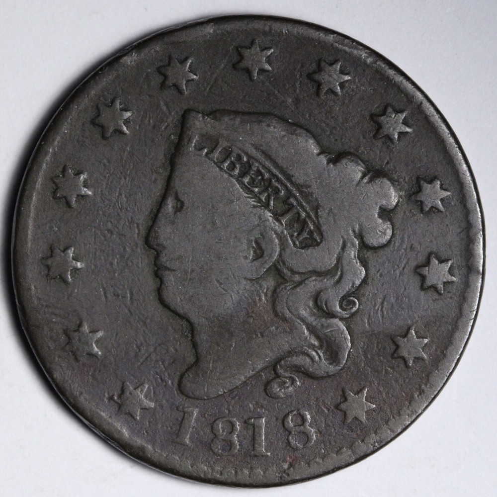 1818 Coronet Head Large Cent CHOICE FINE E107 TCF