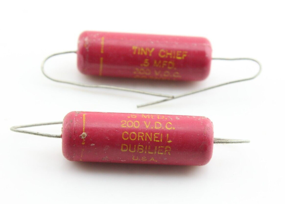 NOS Matched Pair Cornell Dubilier Tiny Chief .5uF 200V DC 5% Capacitors Tested