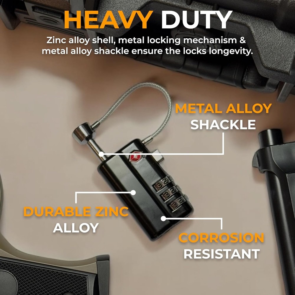 Professional Gun Case Lock — TSA Approved with 1 Pack, Black