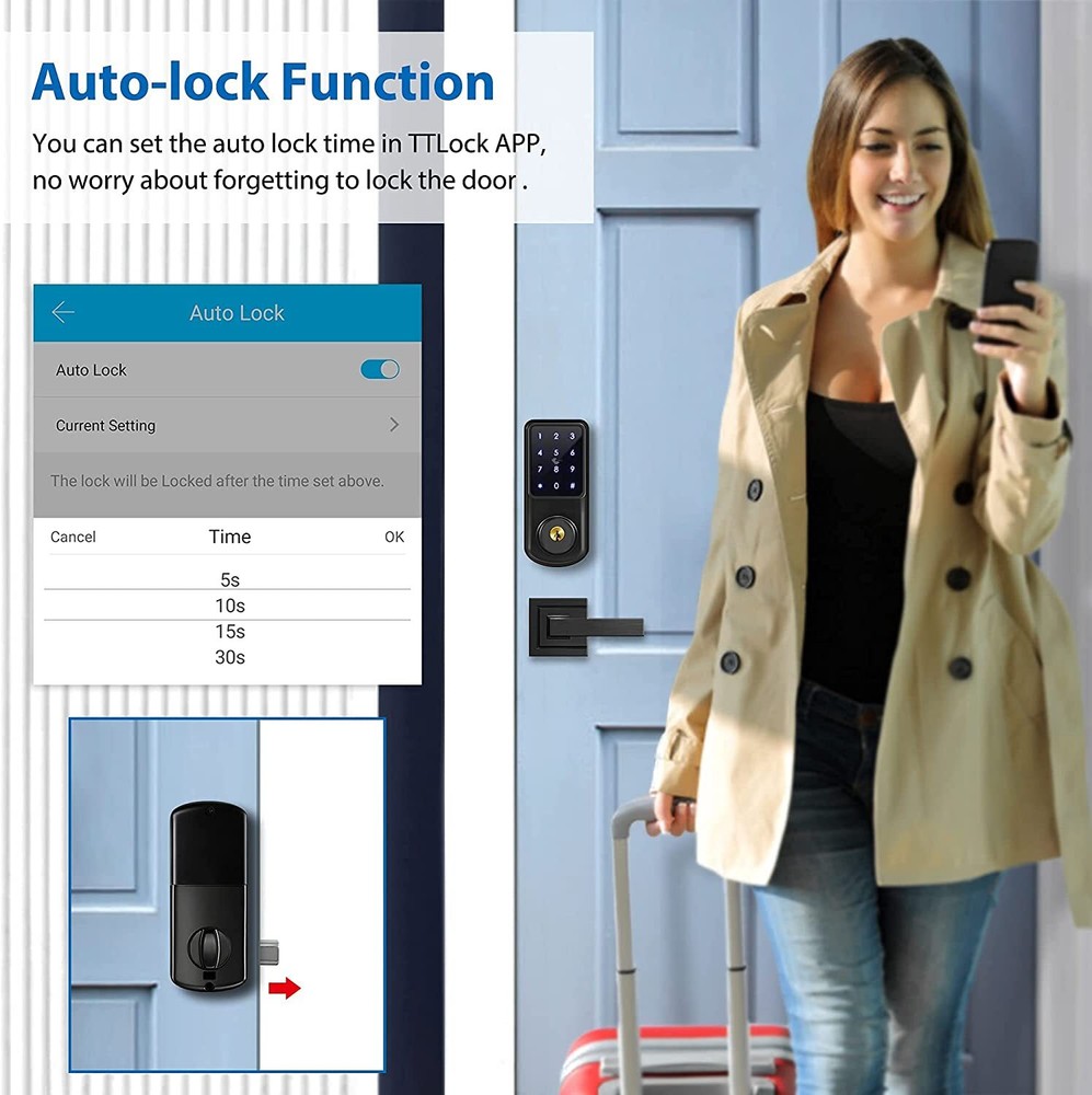🔥Smart Keyless Keypad Bluetooth Deadbolt IP65 w/ APP, Code, ID Card & Keys🔥
