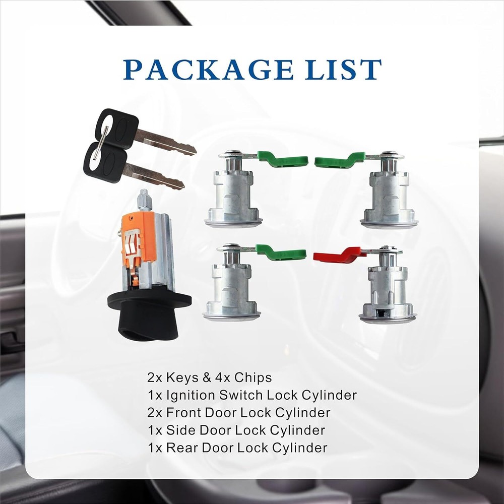 For Ford Econoline Van E150 E250 E350 Ignition & Door Lock Cylinder KEYED ALIKE