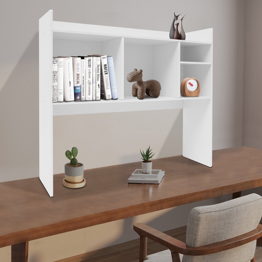 PVC Desktop Organizer, 6 Compartments Office Storage Rack, Desktop Bookshelf