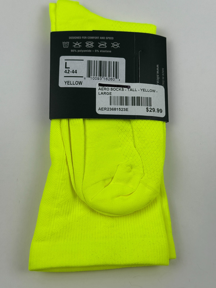 Silca Aero Tall Socks SIZE Large Yellow