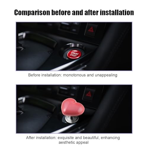 Car Push Start Button Cover, Heart Engine One Touch Start Stop Joystick, Pink