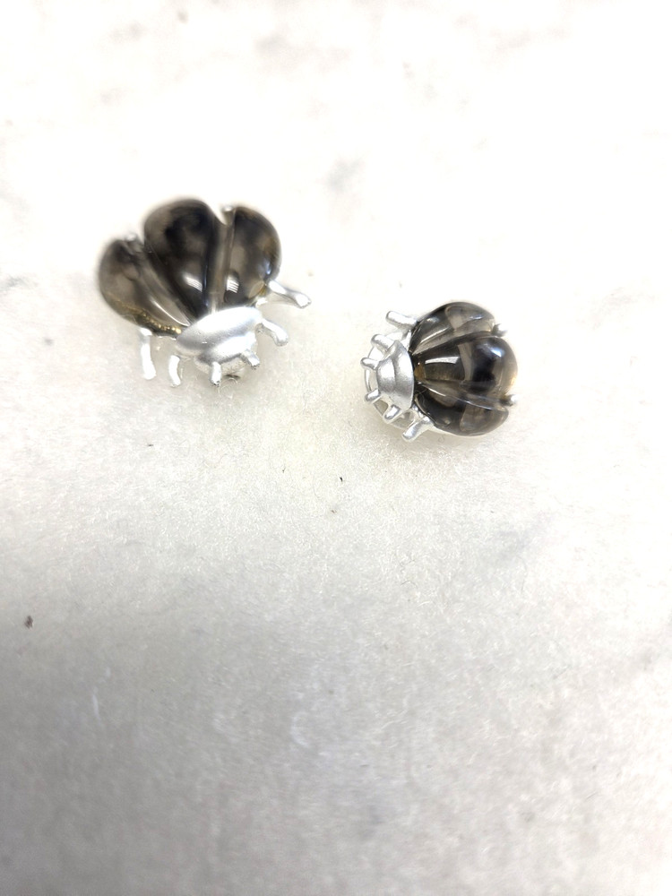 Vtg nos brushed silver tone gray resin Beetle Bug combo Pins