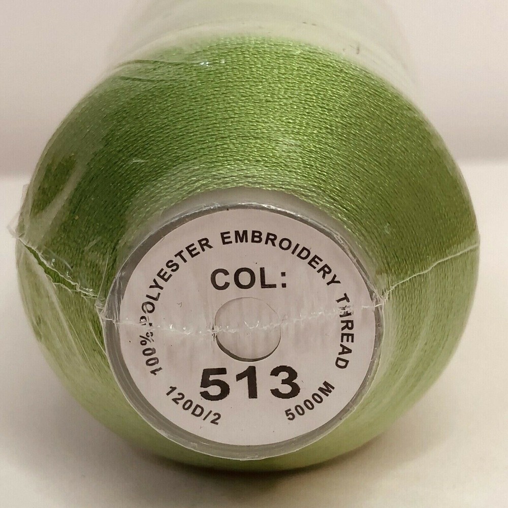 Polyester Embroidery Machine Thread 5000m Spool Col 513 Lime Green