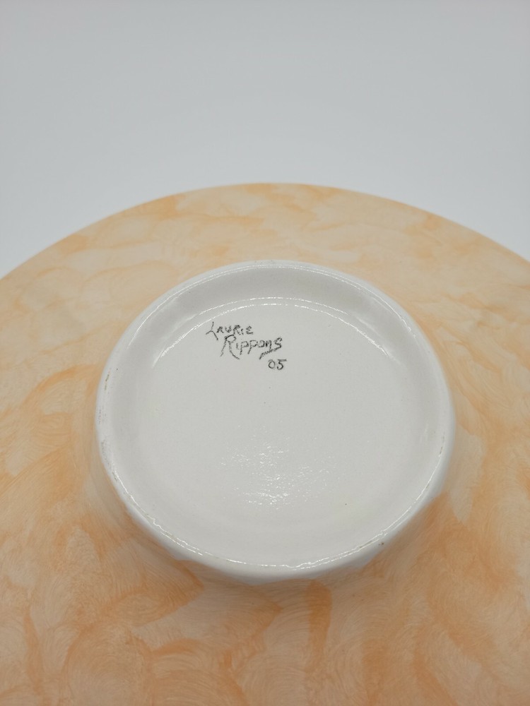 Ceramic Ivy Leaf Serving Bowl 15" Peach/Green