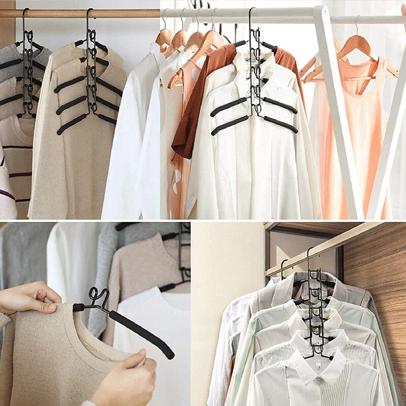 Multi Layer Clothes Hangers 5in1 Sweater Shirt Hanger Pack of 4 for Shirts Space