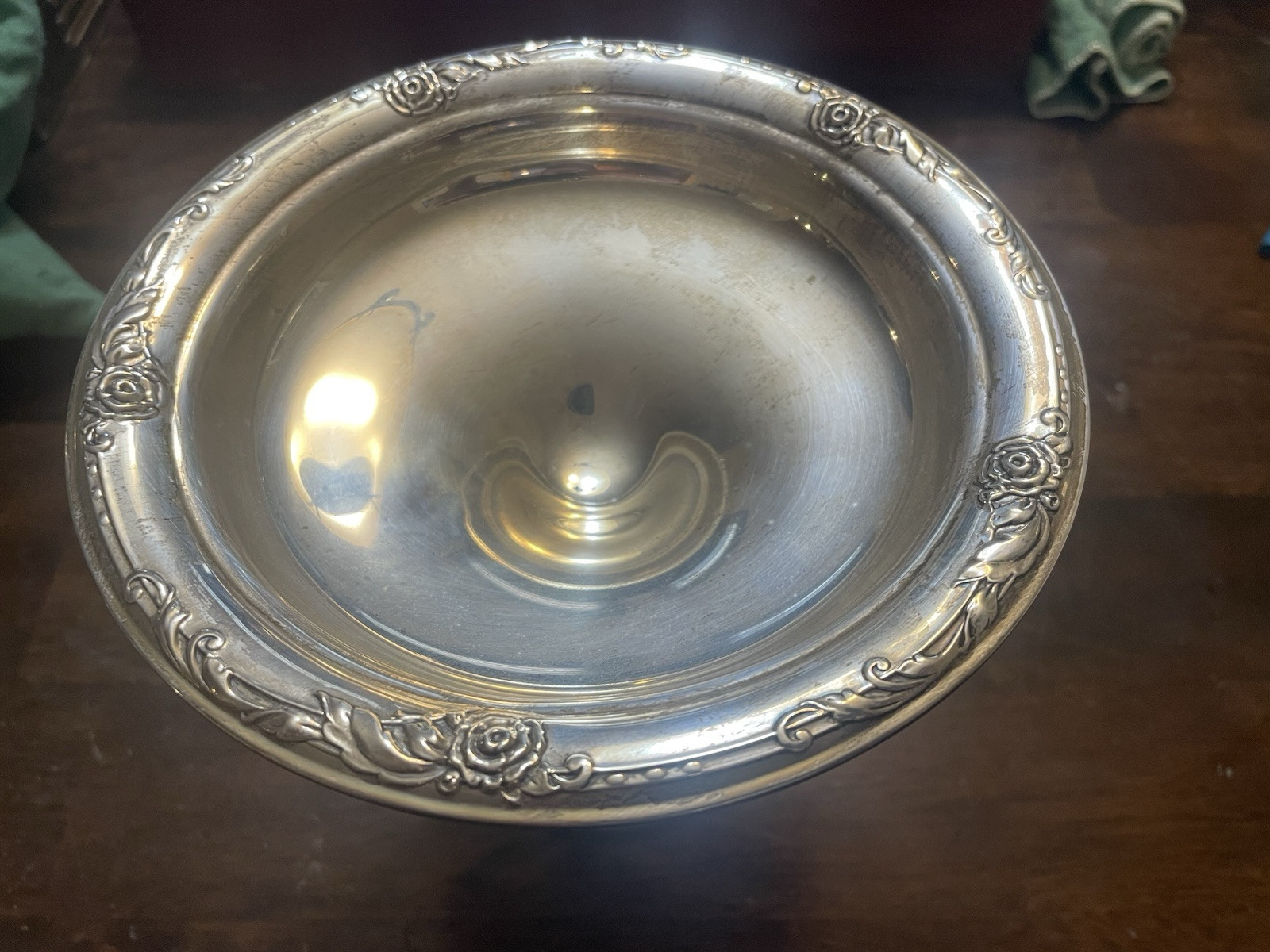 Oneida "Damask Rose" Sterling Silver Weighted Compote. S