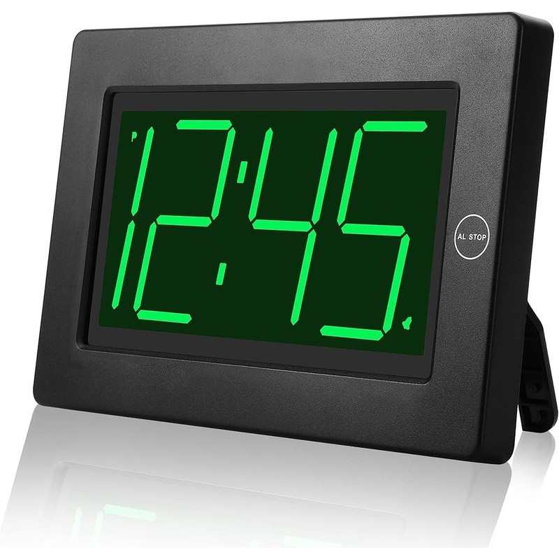 LED Digital Alarm Clock Battery Operated Wall Table Clock Adjustable Brightness