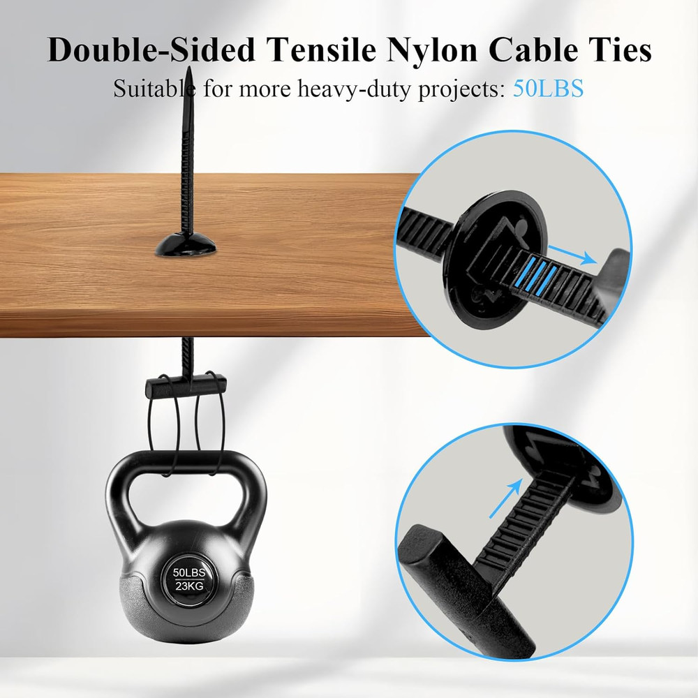 100PCS Upgraded Nylon Universal Cable Tie Buckle,Self-Locking Multifunctional...