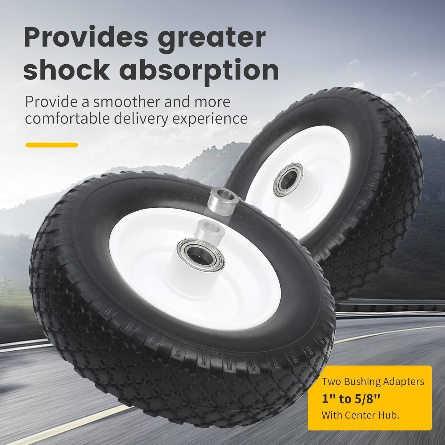 MaxxHaul 12" Flat Free Wheel Replacement Solid Tire Wheelbarrow 330 lb 51067