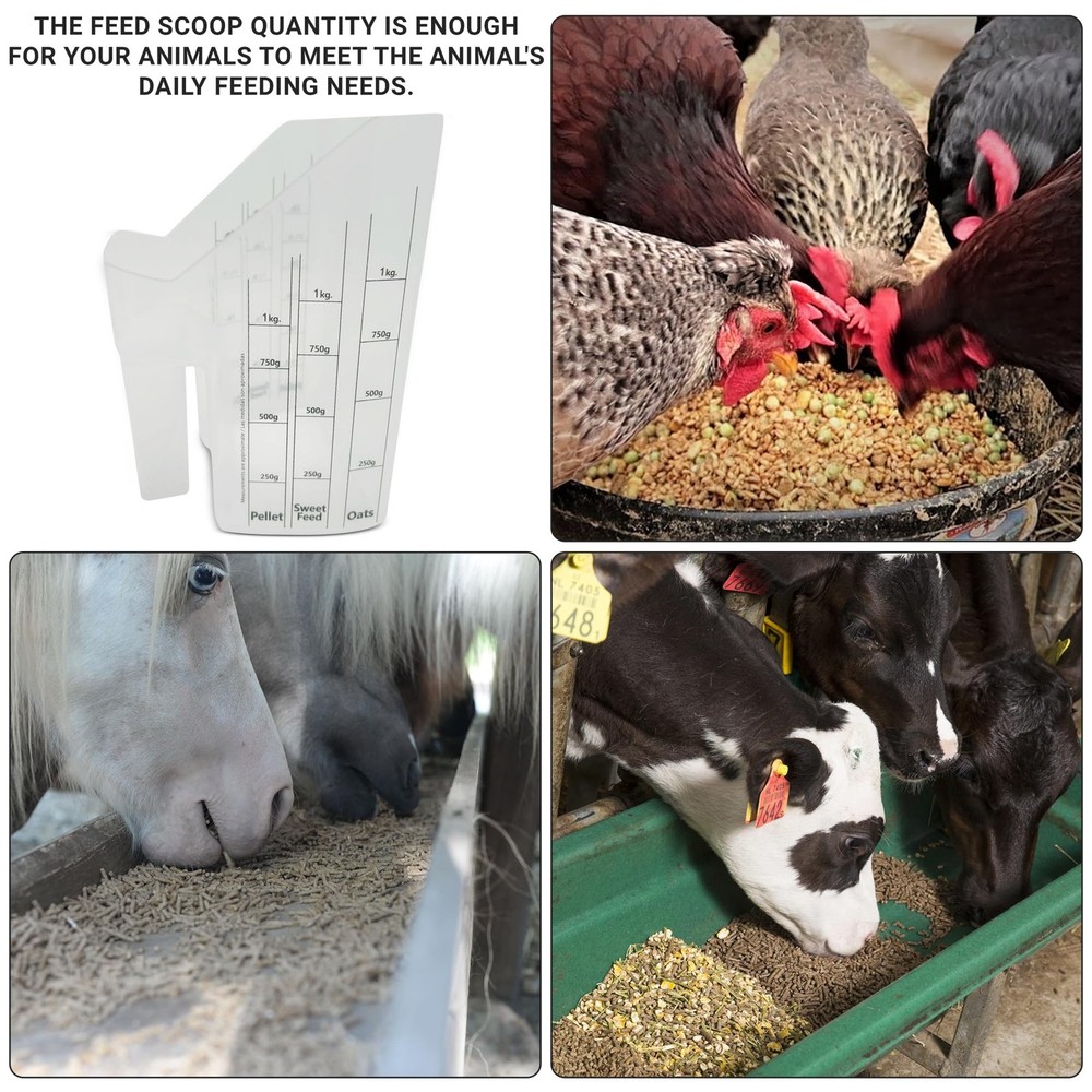 Tharos Distribution Clear Plastic Feed Scoop with Measurement Large,