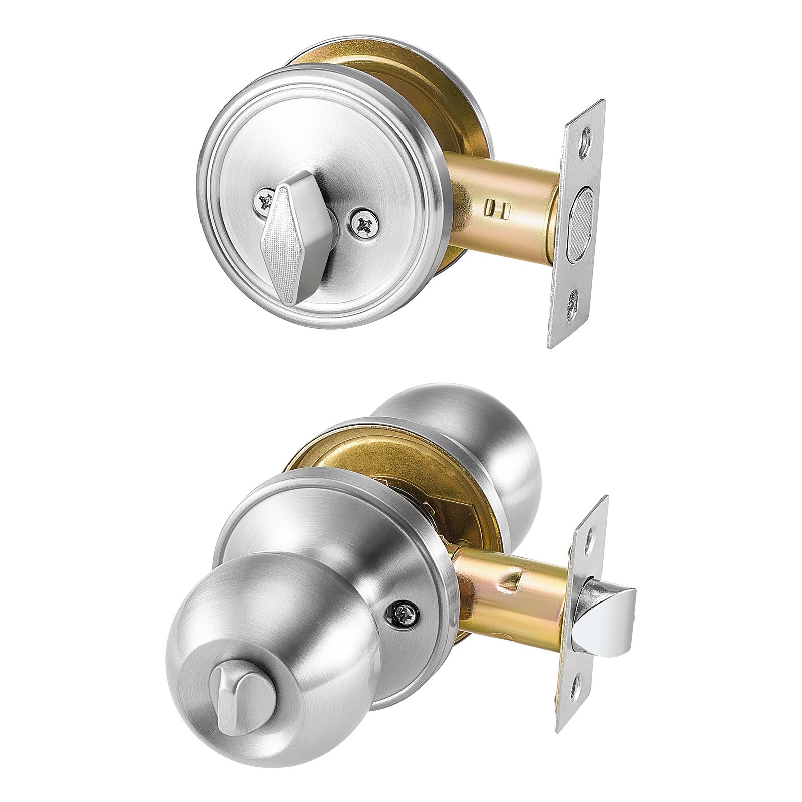 Uimoso Entry Door Knob and Deadbolt Set Satin Nickel Single Cylinder Deadbolt