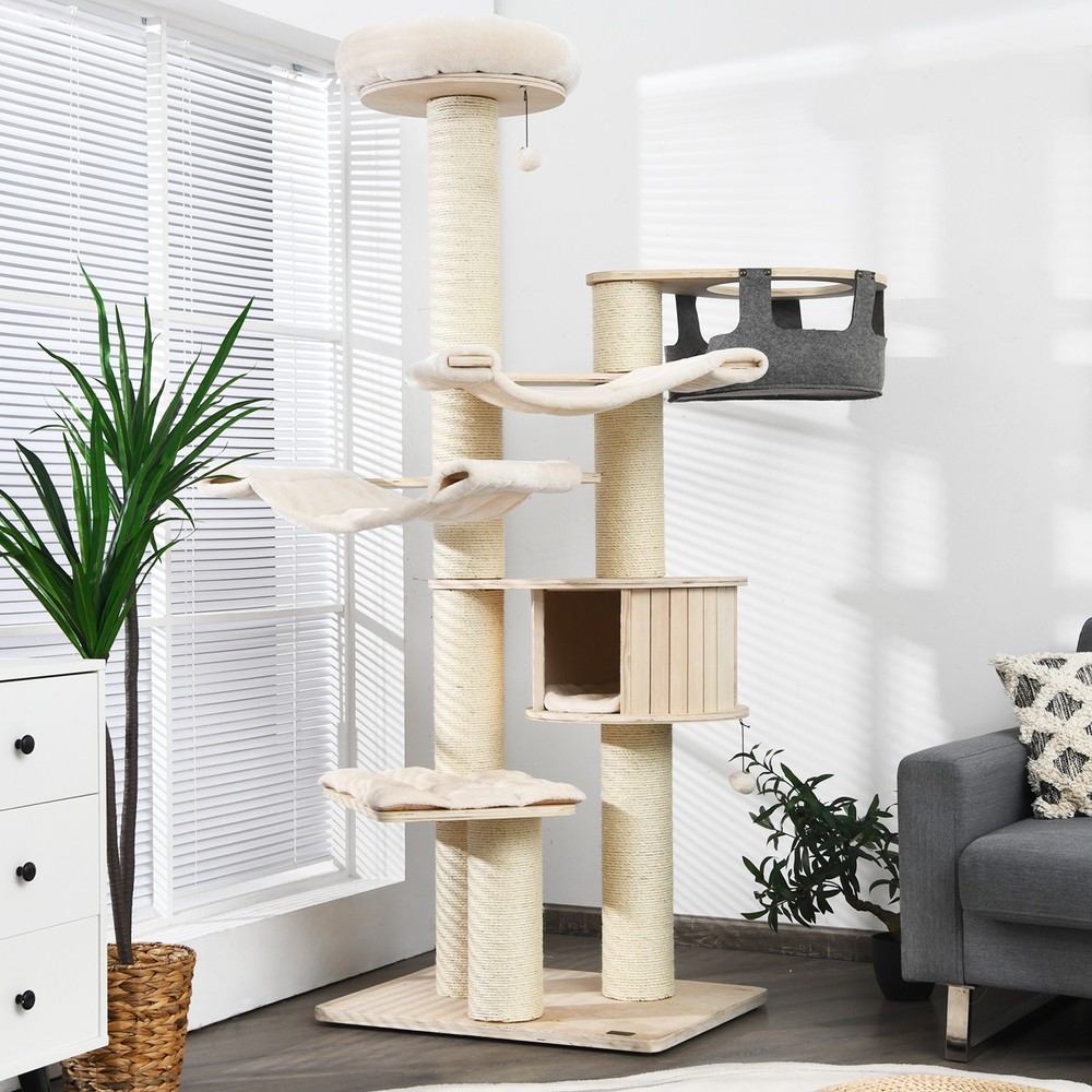 Petsjoy Cat Tree Condo 77.5” Multi-Level Kitten Activity Tower w/ Sisal Posts