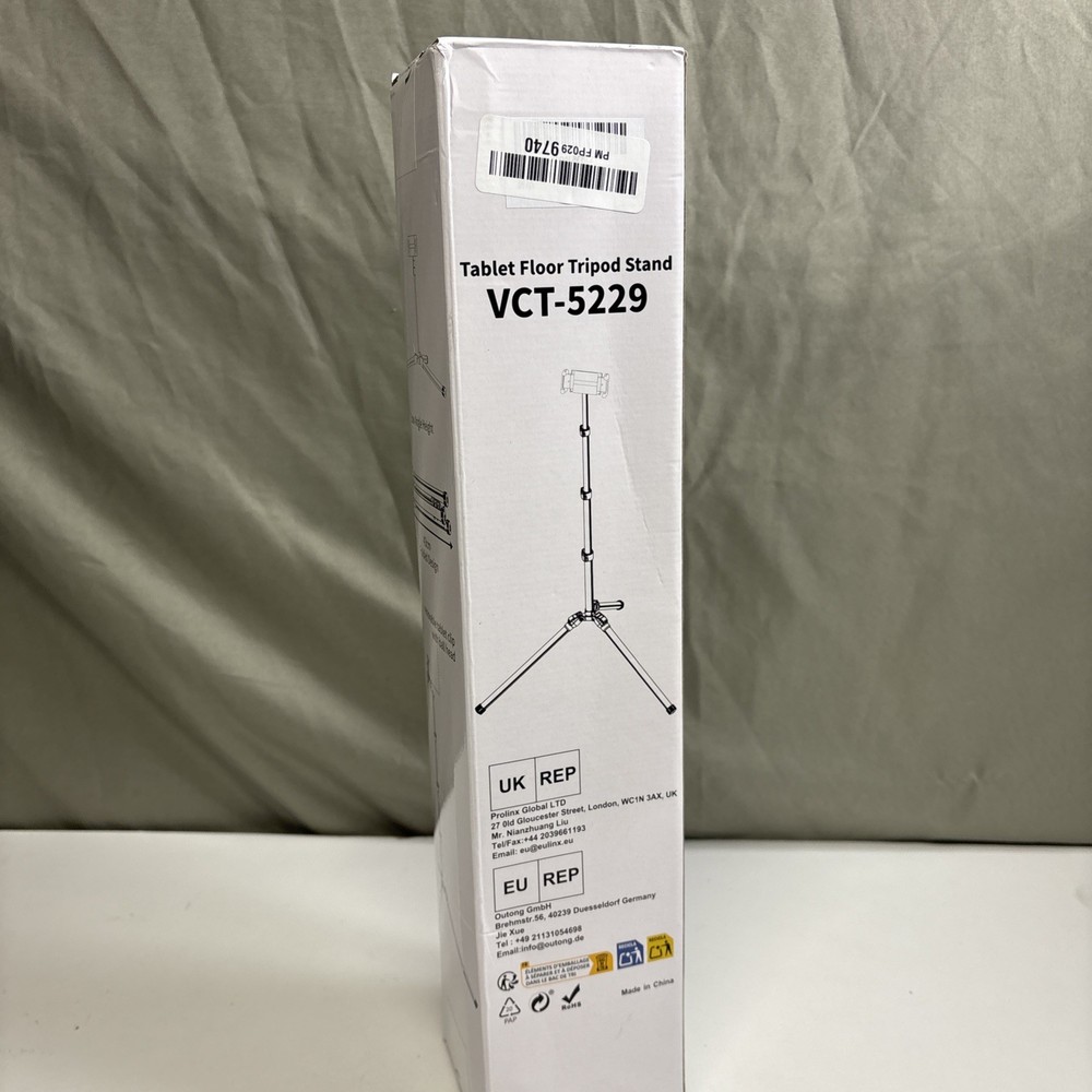 Tablet Floor Tripod Stand Heavy Duty Multiple Angles Adjustable Height Black