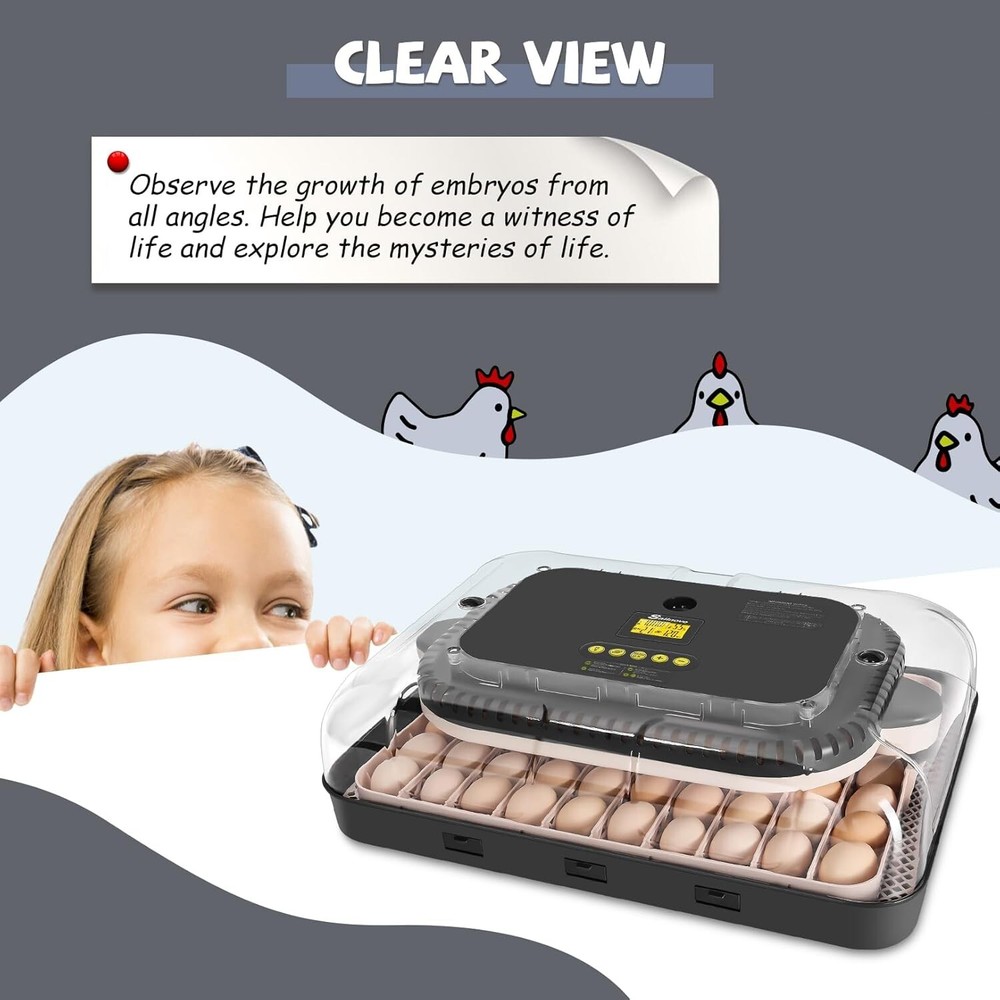 70 Egg Incubator for Hatching Eggs w/Automatic Egg Turning Temperature Control