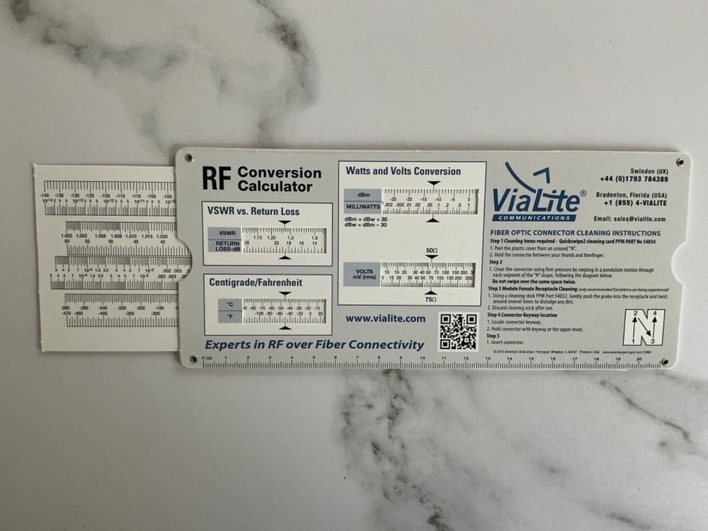 Vialite RF Sliding Conversion Calculator Analog Vintage