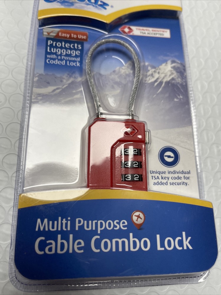 Cloudz ; Multi Purpose Cable Combo Lock Red - TSA Accepted - Travel Sentry A15