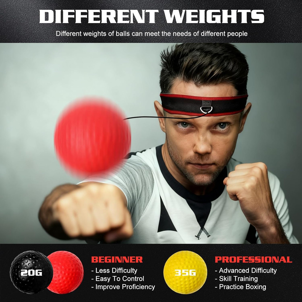 ® Boxing Reflex Ball Headband Set - Includes 4 Different Balls and 2 Adjustable