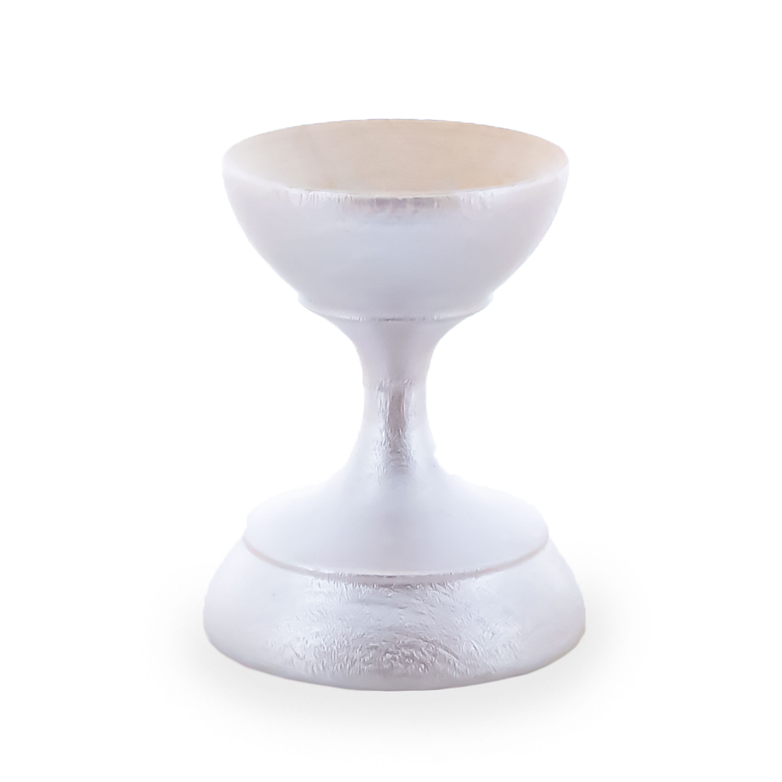 Metallic White Wooden Ukrainian Egg Sphere Stand Holder Display 1.6 Inches