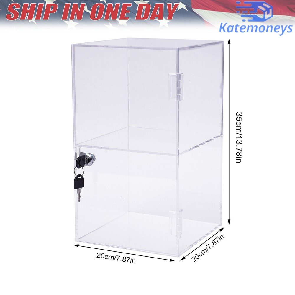 2-layers Countertop Display Case 20*20*35cm Locking Security Showcase Cabinet US