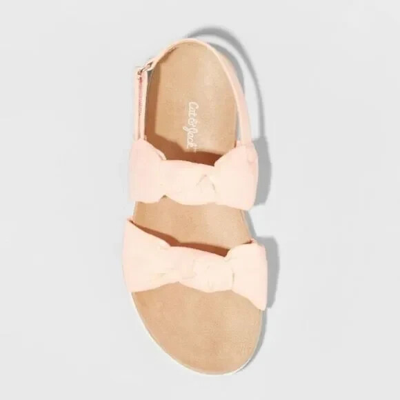 Cat & Jack Girls' Elena Footbed Open Toe Flat Sandals Coral Pink, Size 2