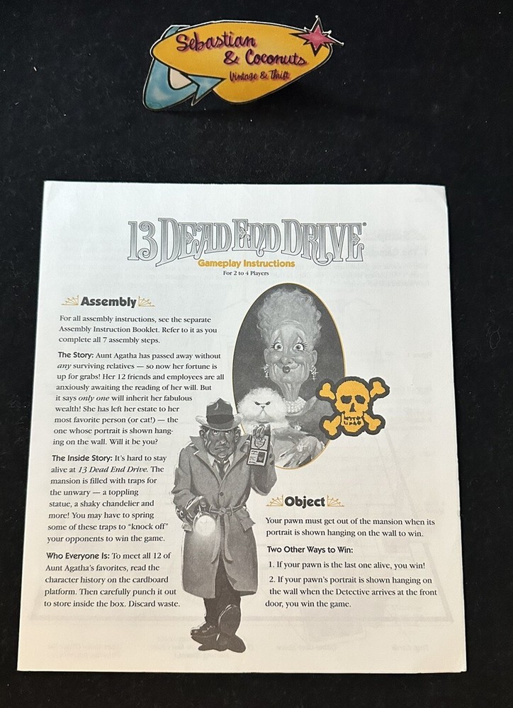 13 Dead End Drive Game Replacement Gameplay Instructions Pre-owned Condition