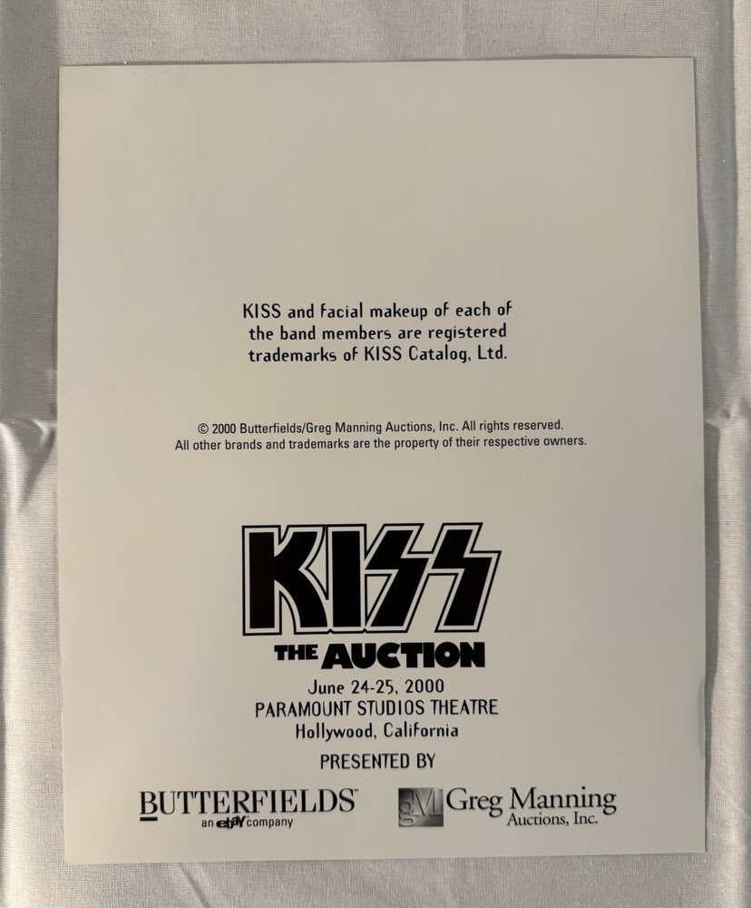 KISS ✨ SIGNED BY PAUL STANLEY & GENE SIMMONS ✨ BUTTERFIELDS AUCTION BOOK + 4 PIC