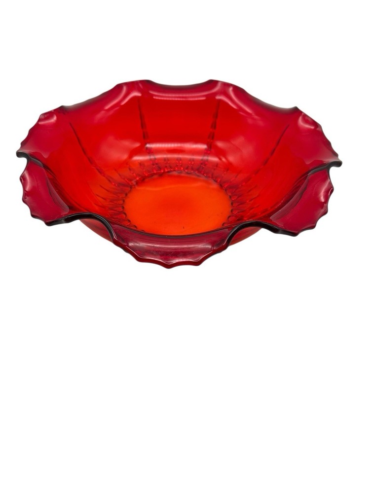 Ruby Red Radiance Large Console Bowl Glass Crimson