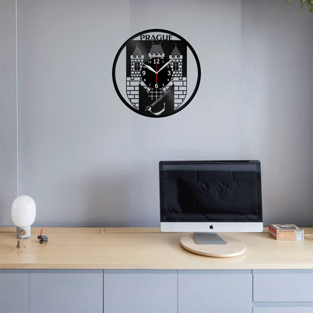 Prague Vinyl Record Wall Clock Decor Handmade 5752